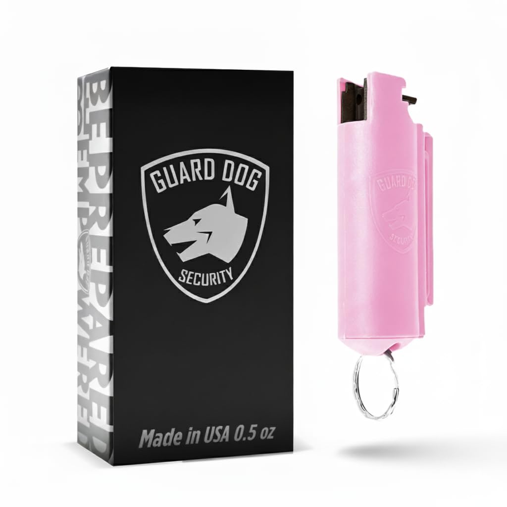 Guard Dog Security Quick Action Pepper Spray Self Defense Keychain, Maximum Strength 1.44 MC, OC Spray, 16-Foot Range, Twist-Lock Safety, Belt Clip for Easy Carry for Women and Men, Made in USA
