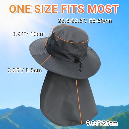NPQQUAN Sun Hats for Men Women with Neck Flap UPF 50+ UV Protection | Wide Brim Bucket Hat, Water Resistant, Adjustable Size, Detachable Chin Strap, Foldable & Lightweight, Hiking Fishing Hats