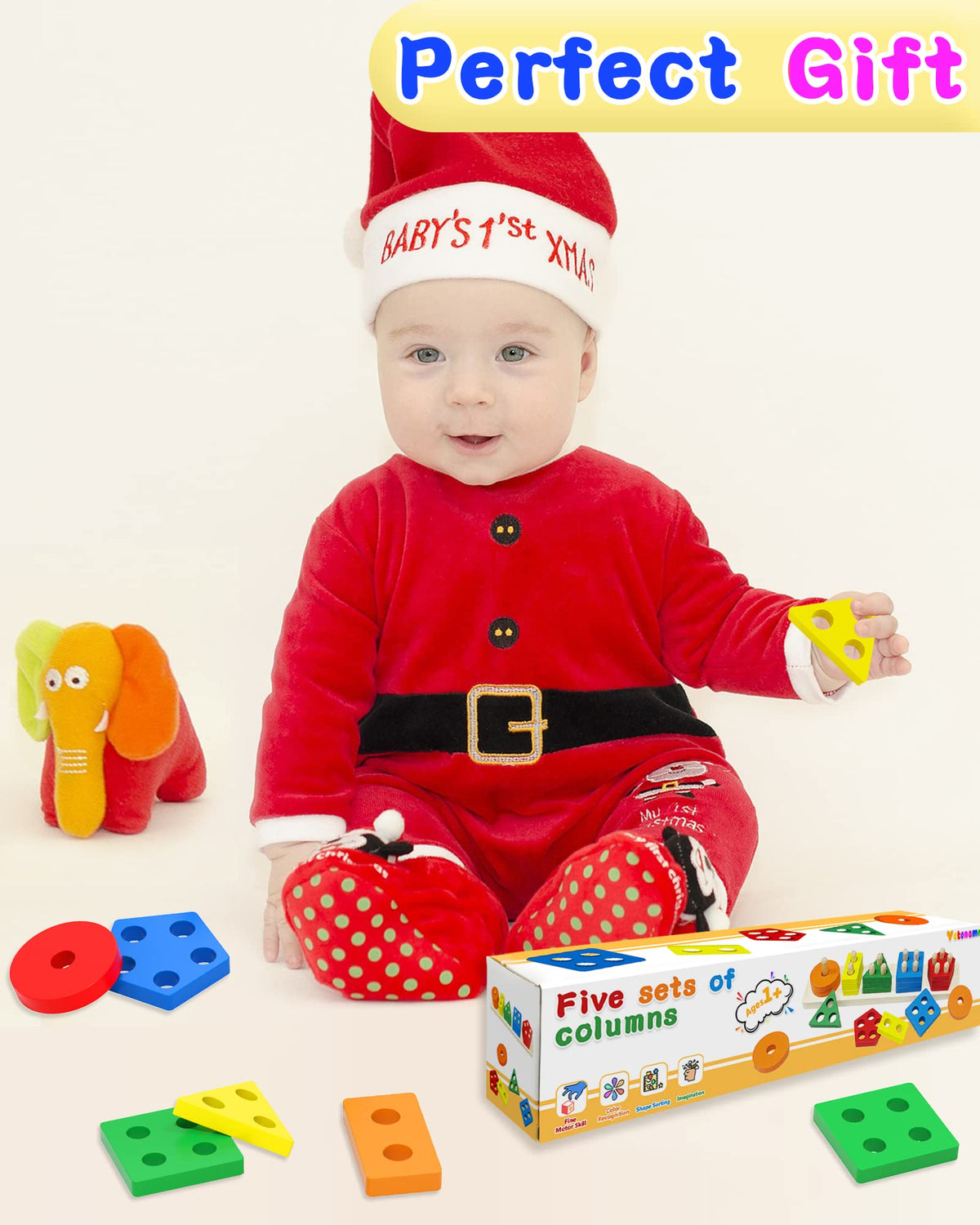 Montessori Sensory Toys for 1 2 Year Old Boy Girl Gifts, Puzzle for Toddler | Montessori Toys, Toddler Toy 2-3, Boys Girls Birthday Gifts, Wooden Blocks, Shape Sorter, Learning Toy, Toddler Activities