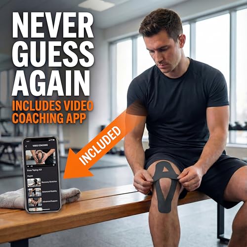 Winiom Kinesiology Tape - Waterproof Athletic Tape, Uncut Roll 2"x16.4ft | Midnight Black, 3-5 Day Adhesion, Hypoallergenic and Latex-Free for Knee, Shoulder, Arm and Back Support + Taping Guide
