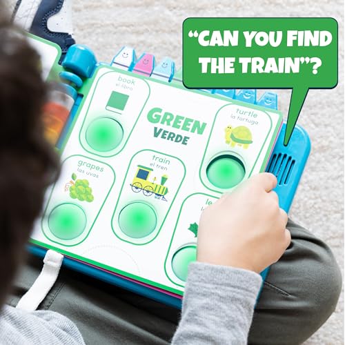 Chuckle & Roar Pop It Book, Colors, English & Spanish, Quiet Mode, 1–4+ | English & Spanish Color Toddler Learning Toys, Quiet Mode Option, Sturdy Plastic Sensory Toys, Busy Book for Toddlers 1-3