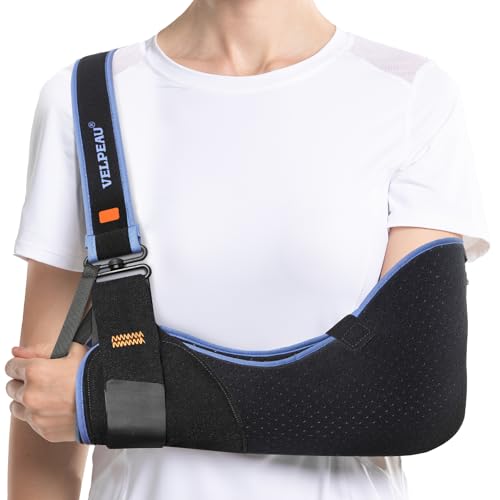 Velpeau Medical Arm Sling Shoulder Immobilizer for Women and Men, Black L