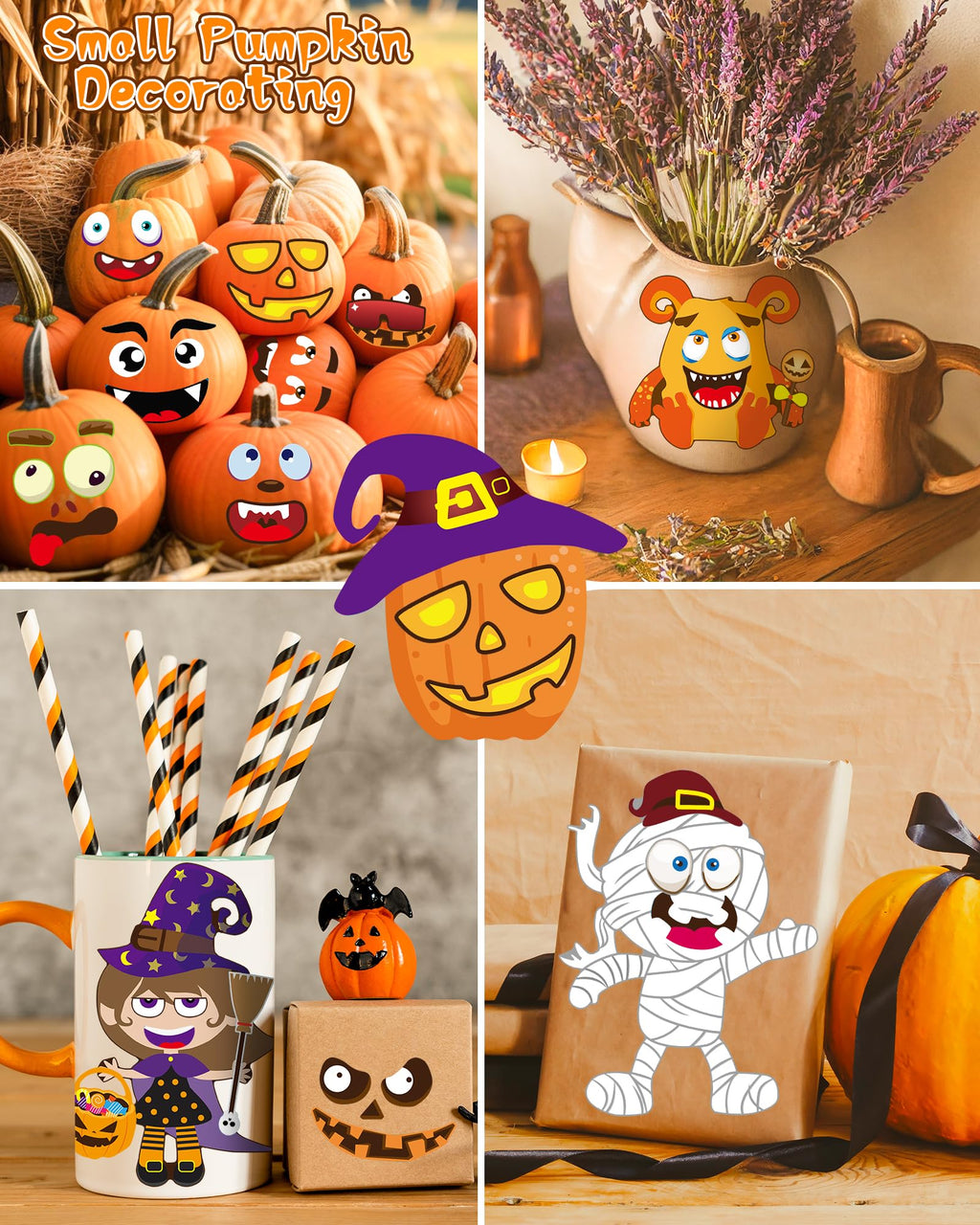 42 Sheets Halloween Party Favors Stickers for Kids, Halloween Crafts Treats | Make Your Own Face Stickers, Non Candy Halloween Goodie Bag Stuffers, Halloween Toys Gifts Activities Prizes for Kids Party
