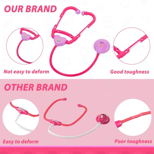 Liberry Toddlers Doctor Kit Toy for Girls Boys Ages 2 3 4 5, Pink | Kids Doctor Playset with Cart, Costume & Stethoscope, Role Play, Pretend Play Medical Toys, Birthday Gift