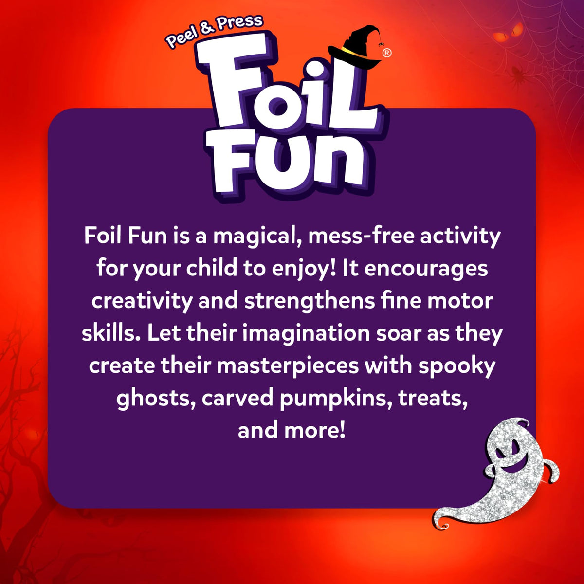 Skillmatics Foil Fun Halloween Craft, Foil Art Activity, Gift for Kids | 200+ Stickers, Travel Toys, Mess-Free, Screen-Free, Fine Motor Skills, Boys & Girls Ages 4, 5, 6, 7, 8, 9