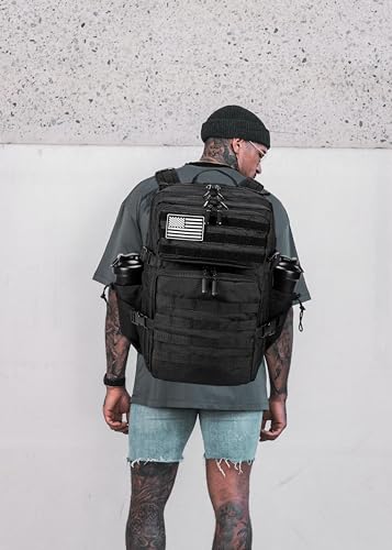 LHI Military Tactical Backpack for Men and Women 45L Army 3 Days Assault Pack Bag Large Rucksack with Molle System Black