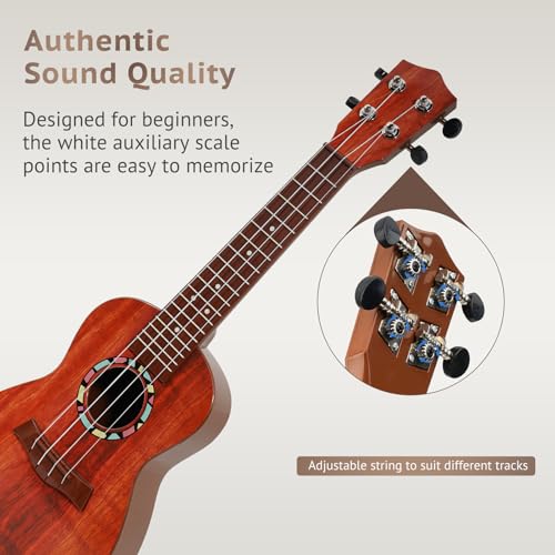 Raimy 21in Kids Ukulele Guitar Toys for 3 4 5 6 7+ Year Old Boys Girls | Simulated Sound Quality, Music Instruments Learning Education, Beginner Birthday Gift, Easy to Play and Strum (Brown)