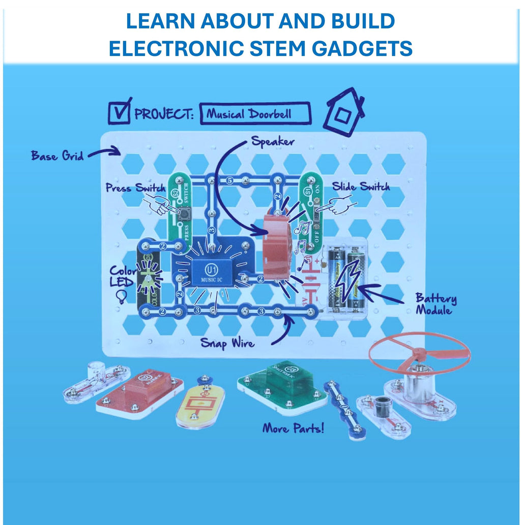 SNAP CIRCUITS Jr. SC-100 STEM Electronics Kit, 100+ Projects, Ages 8+ | Build 100+ STEM projects with 28 snap-together parts and a full-color project manual