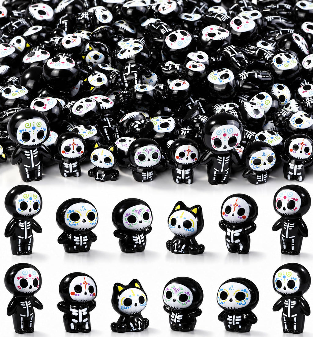 Celltestria 60pcs Halloween Mini Figurines Resin Ghost Toys | Halloween Party Favor Bag Fillers Embellishments Scrapbook Micro Fairy Garden Decor