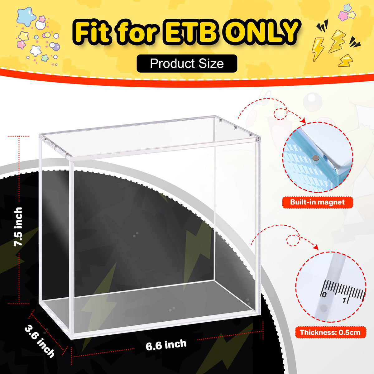 Kisbox ETB Protector Case, 5mm ETB Acrylic Display Case, Clear Ultra Acrylic Boxes for Display Compatible with Elite Trainer Box, Dustproof and Waterproof Display Box