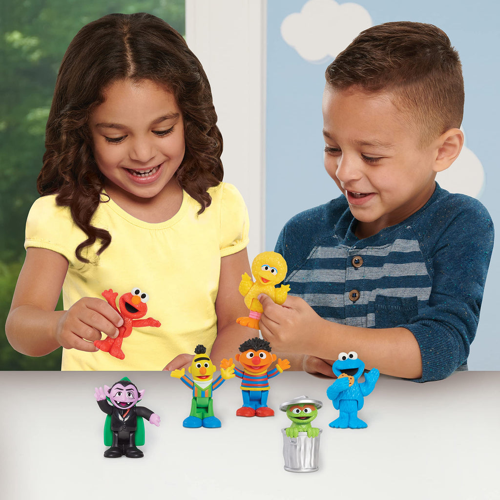 Just Play Sesame Street Neighborhood Friends Poseable Figurines | 7 Figurines, Holiday Stocking Stuffers, Gifts, Presents, Kids Toys for Ages 2 Up