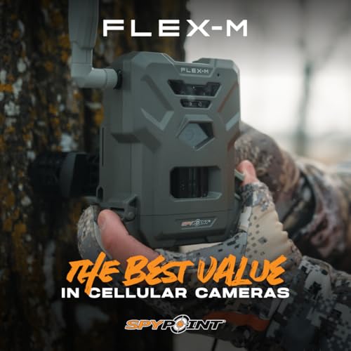 SPYPOINT Flex-M Twin, Cellular Trail Camera, Night Vision, Free Photo Plan | Auto Multi Cell-Network, LTE, GPS, Waterproof, 0.5 Second Trigger, 28MP Photo, 720p Video+ Sound, 90Ft Motion Dection & Flash