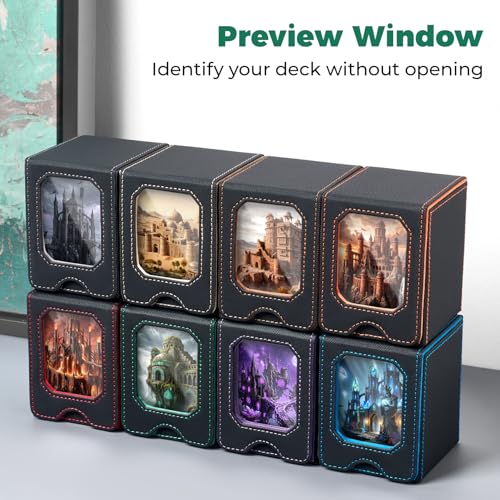 Fabmaker 6 pack Deck Box Compatible with MTG, Display Card Storage Box | Holds 100 Double-Sleeved Cards, Trading Card Deck Case Compatible with Magic the Gathering with PU Leather &Magnetic Closure