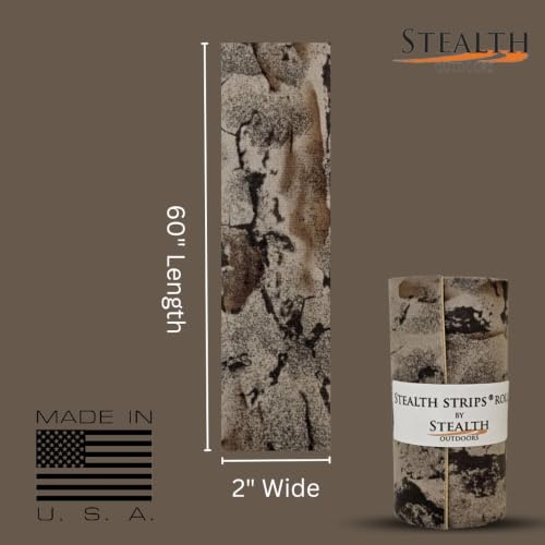 Stealth Strips Natural Gear Camo Silencing Tape | Self Adhesive Silencing Fabric | Great for Quieting All of Your Metal Hunting Gear and Accessories |(2” X 60” Roll)