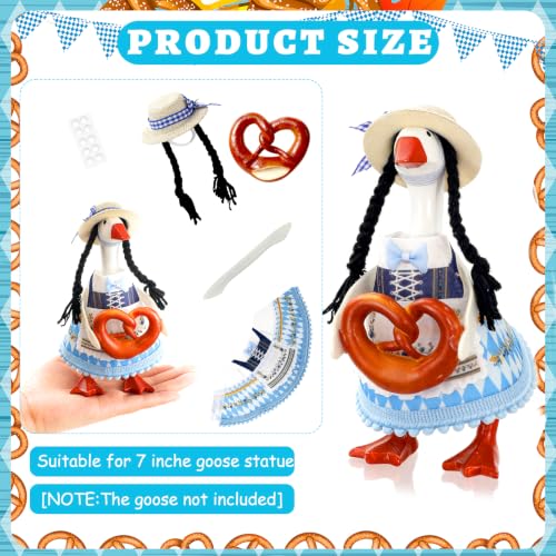 YGEINIT Oktoberfest Desk Goose Outfits 7 Inch | Desk Goose Outfits Felt Costume with Bavarian Pretzels, Oktoberfest Home and Office Decoration for Desktop Goose Statues