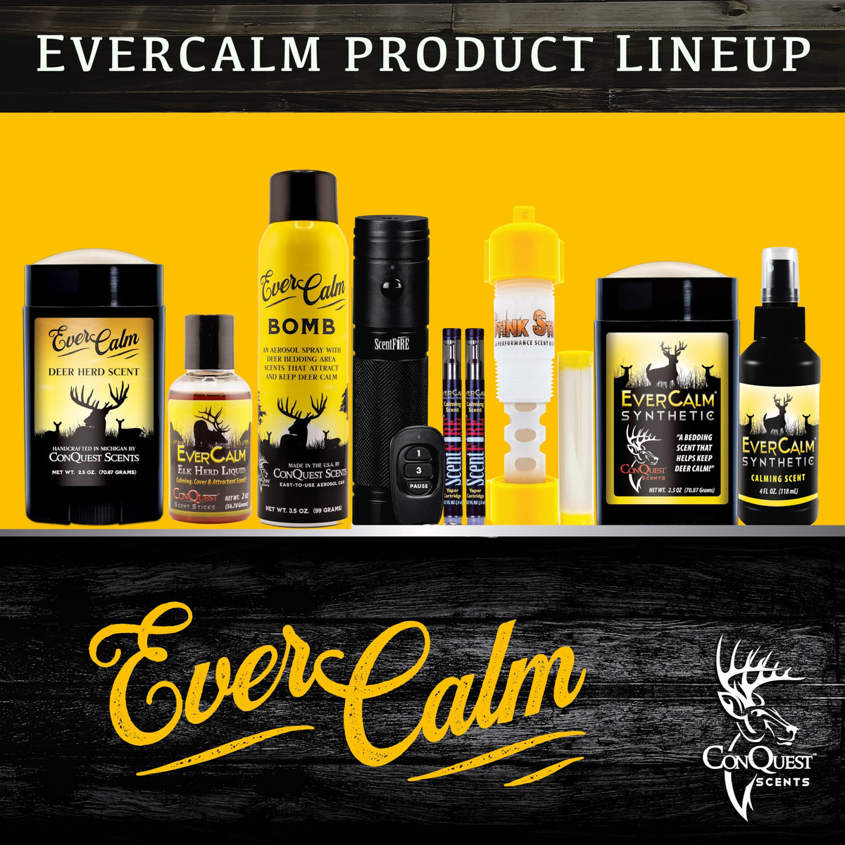 Conquest Scents EverCalm Deer Herd Scent, Deer Attractant Original Formula | Calming Scent from Deer Bedding Areas, for Pre-Rut, Rut and Post-Rut, Versatile Hunting Scents