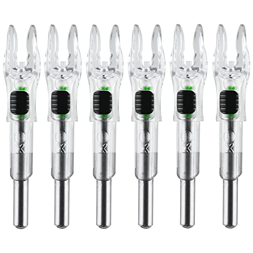 KEAUP 6PCS X Lighted Nocks for Arrows with .204 .233 .244 .246 Inside Diameter with H, S, GT Bushings High-Visibility LED Arrow Nocks, ON/Off Switch Included