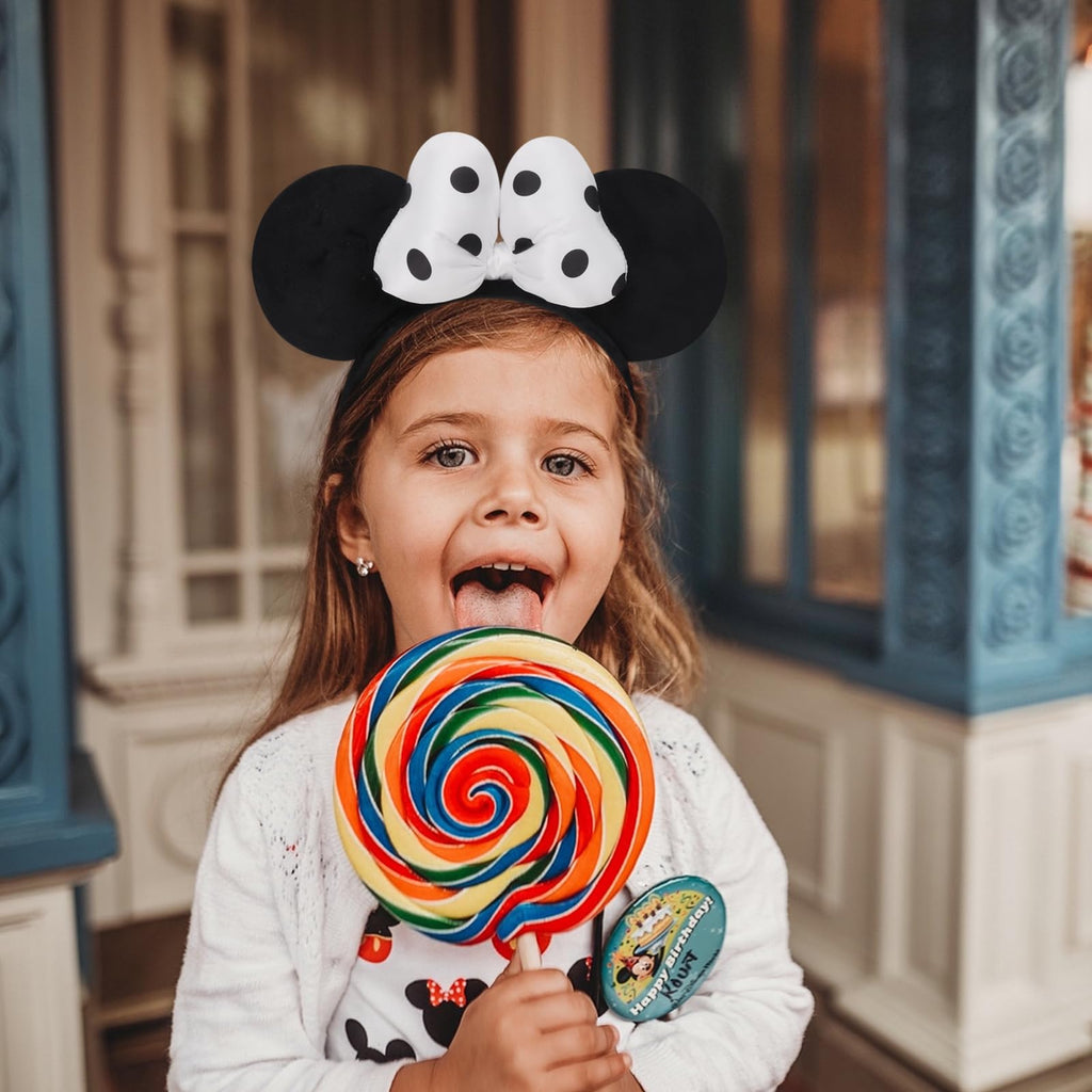 ODOCARE Handmade Mouse Ears Headband for Women and Ladies, Polka Dot Bow Mini Ears Costume Accessories
