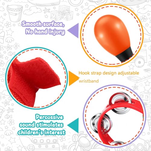 Silipull 72 Pcs Shaker Musical Instrument Set for Kid Toddler Early Music | Musical Tools Bulk Shaker Wrist Hand Band Bells Maracas Percussion Tambourine Cymbals Plastic Castanets for Daycare Preschool