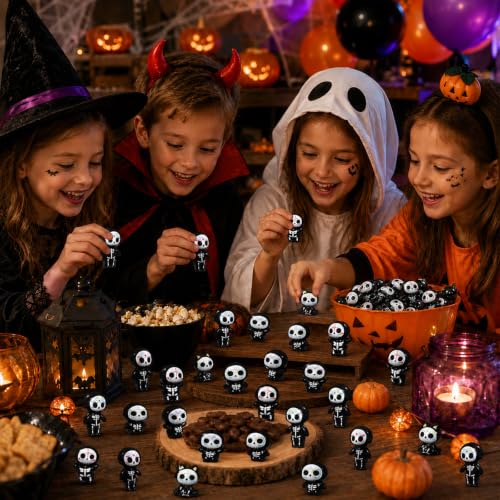 Celltestria 60pcs Halloween Mini Figurines Resin Ghost Toys | Halloween Party Favor Bag Fillers Embellishments Scrapbook Micro Fairy Garden Decor