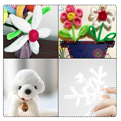 100 Pieces Pipe Cleaners Craft Chenille Stem White Pipe Cleaners
