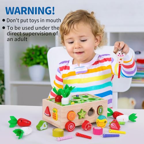 Toddlers Montessori Wooden Educational Toys for Boys Girls Age 1-3 Year Old | Shape Sorting Toys 1st One First Birthday Girl Gifts for Baby Kids 1 2 3, Wood Preschool Learning Fine Motor Skills Game