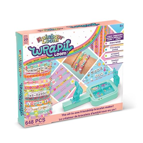 Rainbow Loom Wrap it Loom Bracelet Maker - DIY Friendship Jewelry Kit | Craft 4 styles including macrame and friendship bracelets with 600 alphabet, clay, and flower beads for kids Ages 8+