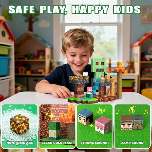 SSAWER Magnetic Blocks, 100PCS Toys Building Cubes Gifts for Kids Ages 3+ | Magnetic Cubes, 0.8 inches Building Blocks, STEM Construction Toys Christmas Birthday Party Gifts for Kids Boys Girls