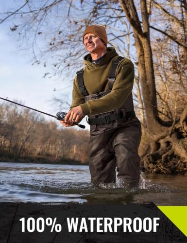 TIDEWE Chest Waders for Men Women, Waterproof Fishing Waders | Waterproof 420D 2-Ply Nylon/PVC, Lightweight Bootfoot Hunting Waders, Adjustable Suspenders, Boot Hanger