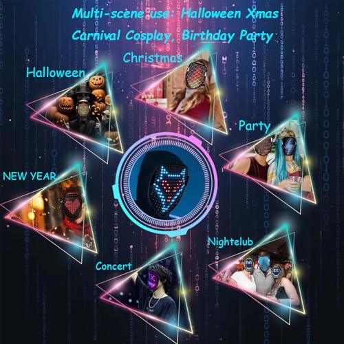 JDBMAOYE LED Light Up Mask with Gesture Sensing,Perfect Gifts for Teen Boys | Gift for Halloween Costume Mask Birthday Christmas Cosplay, Rechargeable, 50 Glowing Patterns, Cool Toys For Kids Adults