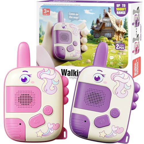 Walkie Talkies Toys for Girls:Unicorn Toys 2 Pack Birthday Gifts for 3 4 5-7 8 Year Old Girls Toy for 4 5 6 7 8-10 Year Old Camping Outdoor Game,Christmas Stocking Stuffers for Girls Kids