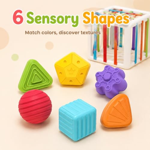 BLCXTOYZ Montessori Toys for 1 Year Old - 6 Pc Shape Sorter Activity Cube | Toddler Learning Toy, Developmental Skills, 12 Months & Up, 1st Birthday Gift for Toddlers 1-3