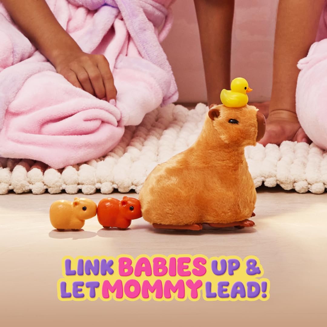 Pets Alive Mommy Capybara and Baby Surprise by ZURU | Surprise babies to reveal; babies magically follow mommy; interactive robotic pet; unbox & collect; gift for kids