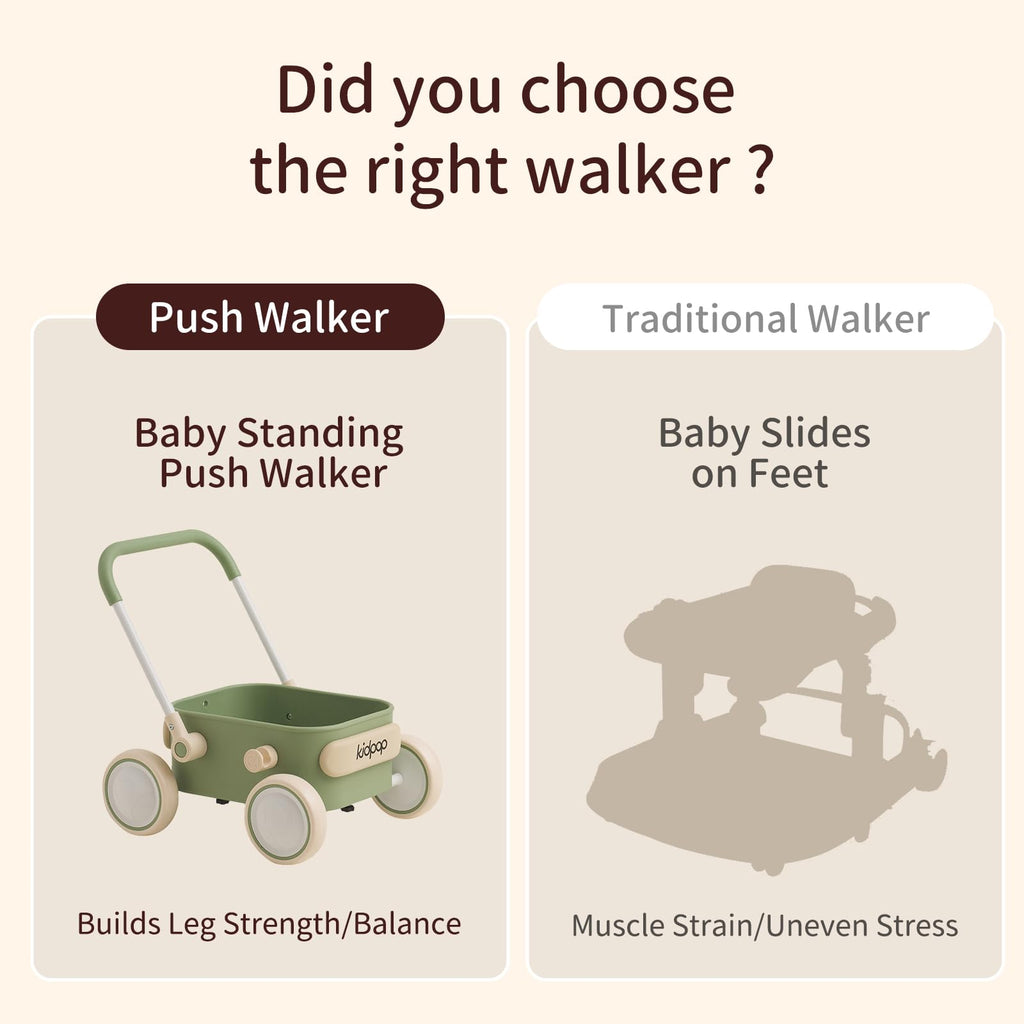 PULA Baby Push Walker with Wheels Toddler Wagon for First Learner Baby Toys 6-12 Months, 1 Year Old Birthday Gifts, Indoors and Outdoors (Green)