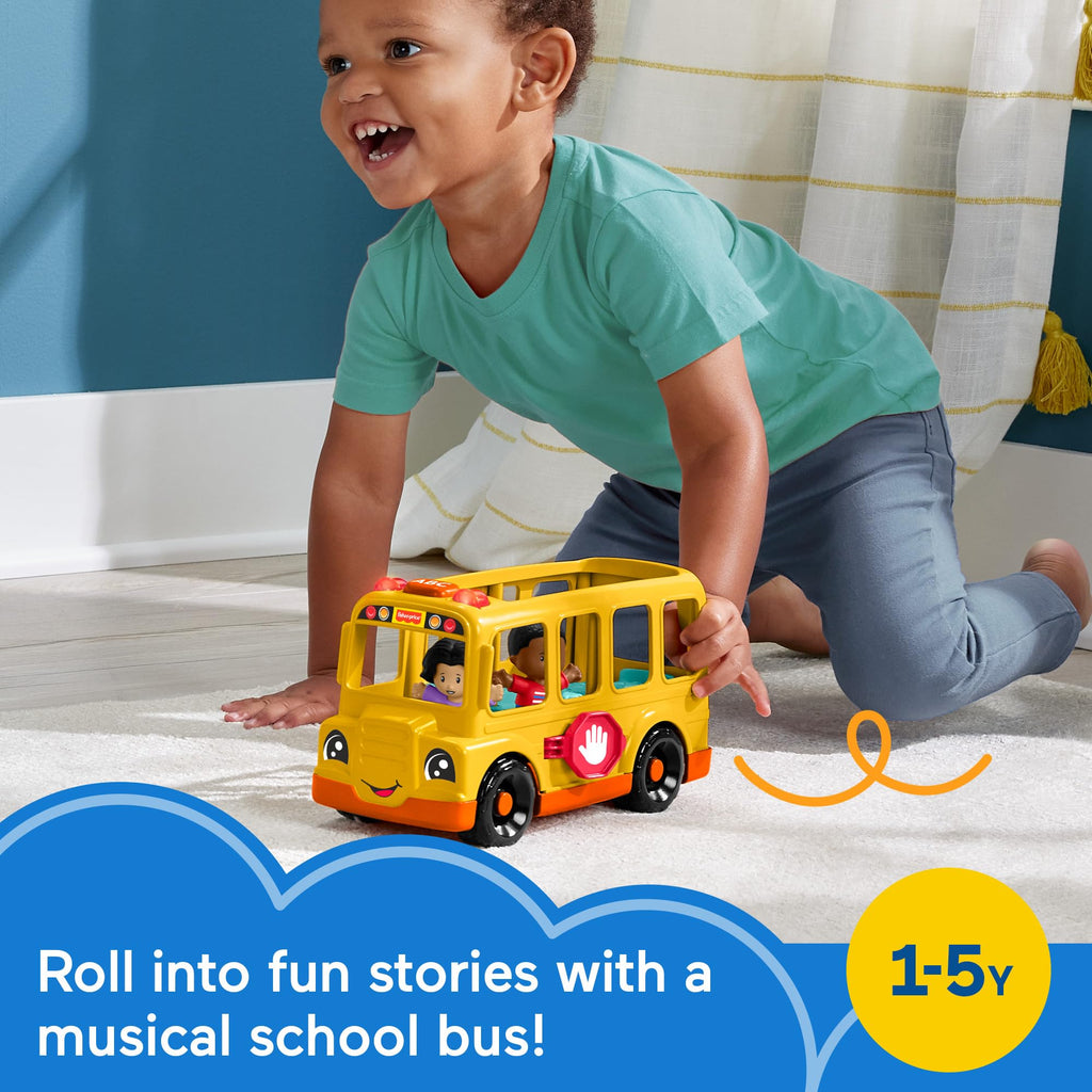 Fisher-Price Little People School Bus Toddler Toy | Push-Along Vehicle, Lights Music & Sounds, 2 Figures, Preschool Kids Ages 1+ Years