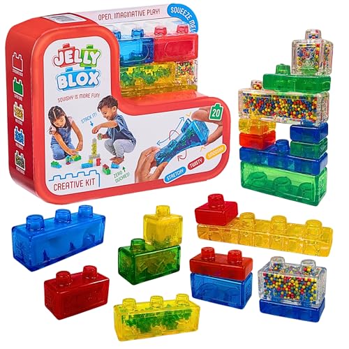 Jelly Blox Creative Kit | Includes 20 Blocks | Toddler & Preschool | Building Blocks Kids Can Squeeze, Stretch, Squish | MESH ACCREDITED | Safety Tested & Ouch-Free | Sensory Play Toy Ages 2+