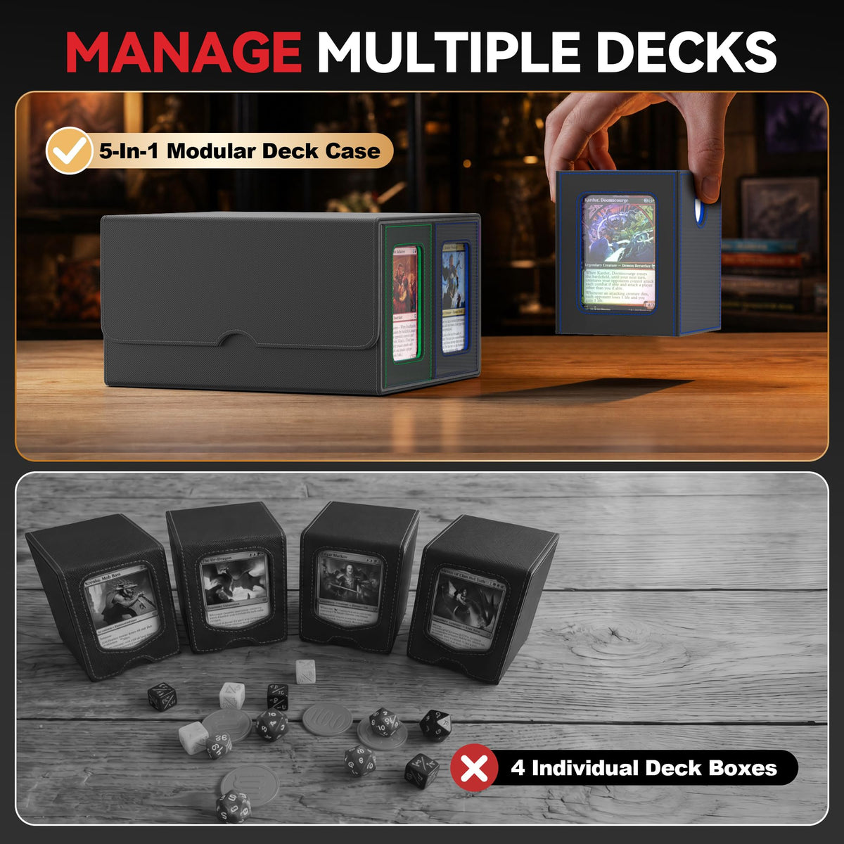 Kabinka 5-in-1 MTG Commander Deck Box, Holds 400+ Double-Sleeved Cards