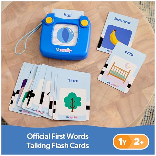 Ms. Rachel First Words Flash Cards, Electronic Card Reader, 100 Words | Electronic Reader With 100 Talking Words, Boosts Early Language & Motor Skills, Toddler Toys For Girls And Boys Ages 1-2+