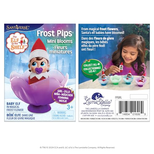 The Elf on the Shelf Frost Pips Mini Blooms Elf Baby Girl with Blue Eyes | Includes a Frost Pips Elf Baby Girl with blue eyes and Frost Flower Cradle.