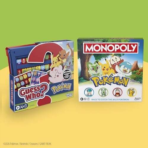 Guess Who? Pokémon Edition Game | 48 Pokémon | Fun Kids Board Games for Families | 2 Players | 15 Mins. | Travel Friendly | Ages 6+