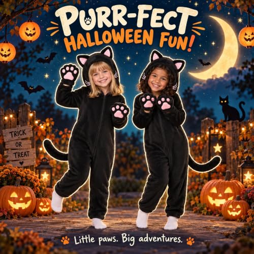 Corespe Cat Costume Kids Halloween Animal Onesie for Girls Boys