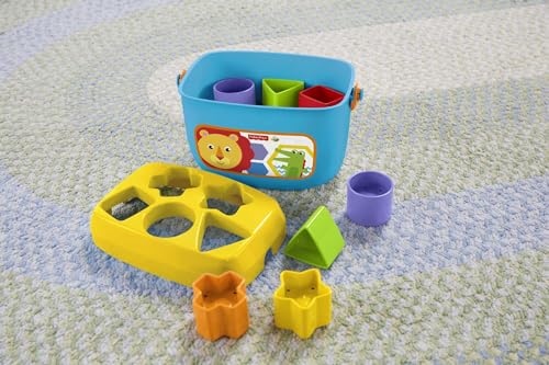 Fisher-Price Baby's First Blocks, Ages 6+ Months | BPA-free plastic,ASTM F963 compliant, sorting + stacking skills, 10 blocks + bucket, no batteries
