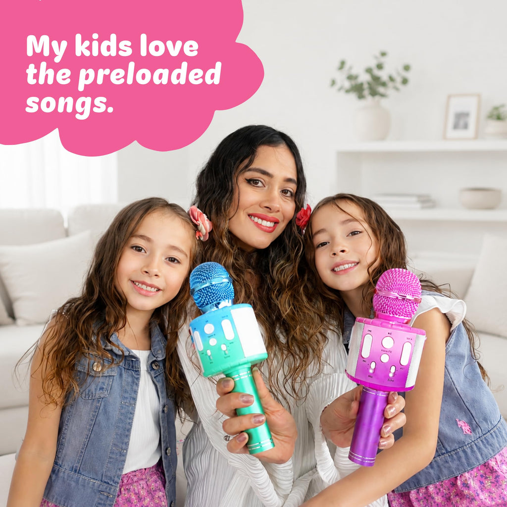 Move2Play, Kids Karaoke Microphone | Includes Pre-Loaded Songs & Bluetooth | Kids Birthday Party Gift | Toy for All Ages 2, 3, 4, 5, 6+ Year Old Girls, Boys & Toddlers