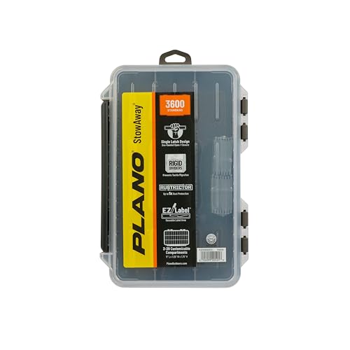 Plano StowAway 3600 Stow Tackle Box with Corrosion-Preventive Rustricor, Single Latch Design, Transparent DuraView Lid, Stackable Storage for Fishing Bait, Lures and Gear