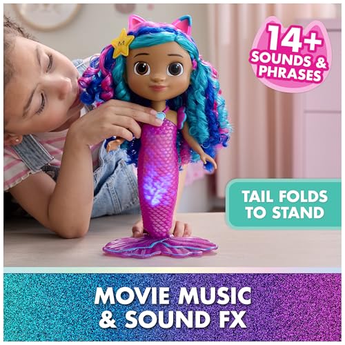 Gabby's Dollhouse The Movie, Sing & Shine Mermaid Gabby Doll Toy | 13-Inch Doll, Lights & Sounds, Waterproof Design, Interactive Roleplay, Kids Toys for Girls & Boys Ages 3 and Up