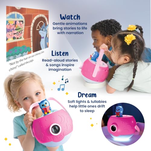 LUNA STORYTIME Kids Pink Book Projector - 5 Read Aloud Fairytale Stories, 5 Songs, Ages 3+