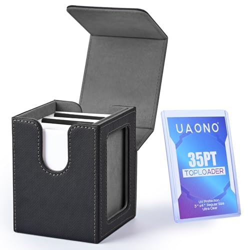 UAONO Card Deck Box for MTG Commander, Fits 100 Double-Sleeved Cards | Independent Commander Display, Magnetic Deck Case for Magic the Gathering TCG, 2 Dividers & 1 Top Loader (Black)