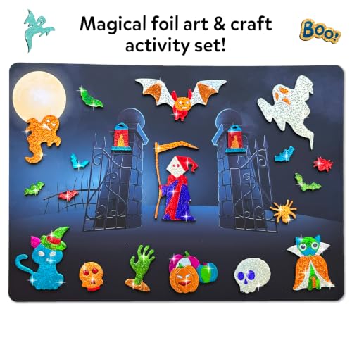 Skillmatics Foil Fun Halloween Craft, Foil Art Activity, Gift for Kids | 200+ Stickers, Travel Toys, Mess-Free, Screen-Free, Fine Motor Skills, Boys & Girls Ages 4, 5, 6, 7, 8, 9