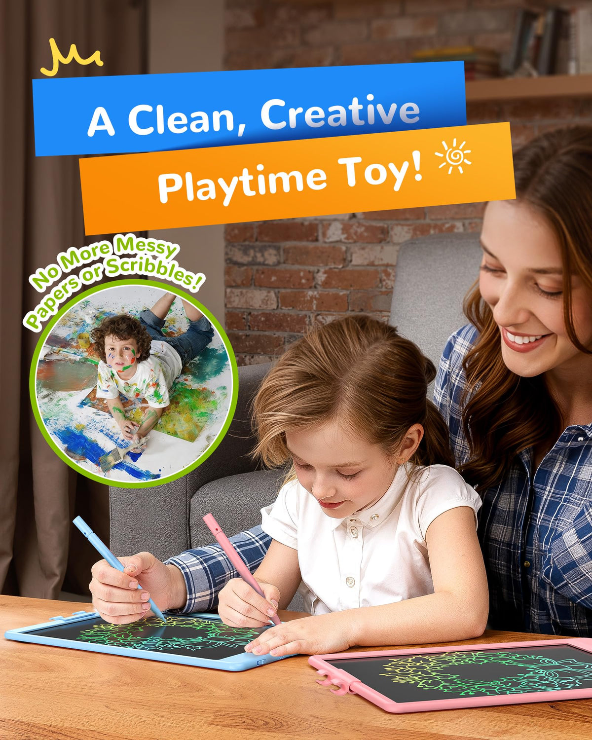 KOKODI LCD Writing Tablet, Gifts for 3 Years Old Boys and Girls，10 Inch Colorful Doodle Board Drawing Tablet, Erasable Reusable Electronic Drawing Pads, Educational and Learning Toys for Kids