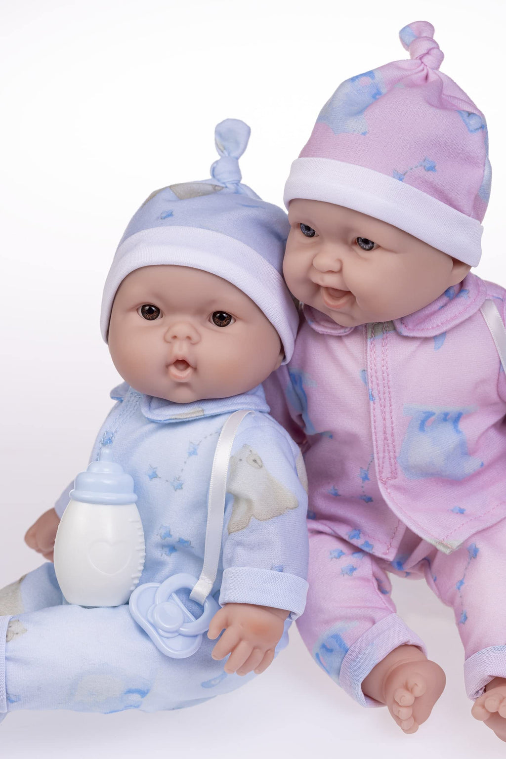 Twins 13" Realistic Soft Body Baby Dolls | JC Toys - Berenguer Boutique | Twins Gift Set with Removable Outfits and Accessories | Pink and Blue | Caucasian | Ages 2+